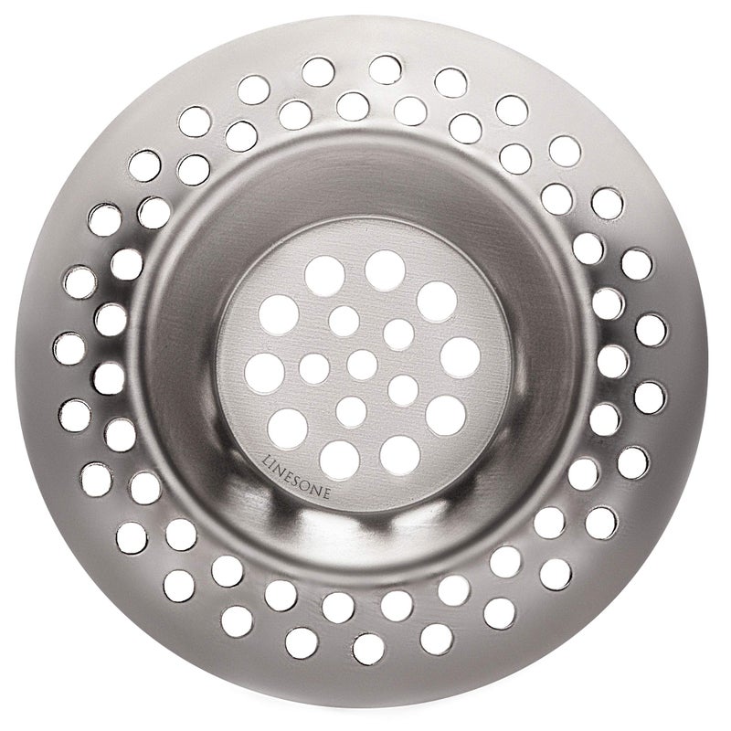 Lines One Bathtub Strainer Hair Catcher - Kitchen Strainer Sink - Bath Sink Strainer 3 Inch - Stainless Steel Sink Strainer for Kitchen Sink and Bathroom - Drain Catcher for Food, Hair and Waste - Image 1